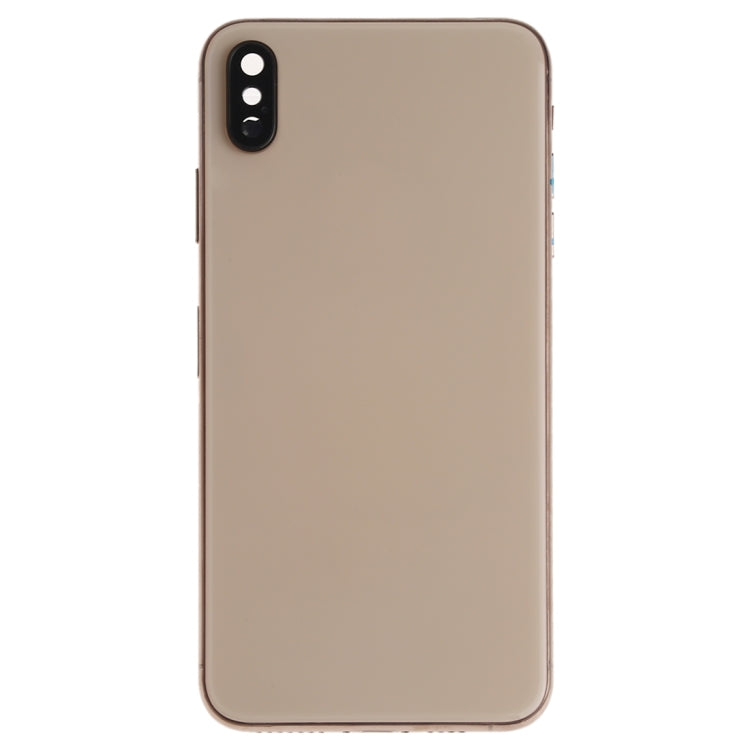 Battery Back Cover Assembly (with Side Keys & Speaker Ringer Buzzer & Motor & Camera Lens & Card Tray & Power Button + Volume Button + Charging Port + Signal Flex Cable & Wireless Charging Module) for iPhone XS(Gold)