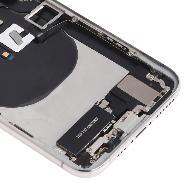 Battery Back Cover Assembly (with Side Keys & Speaker Ringer Buzzer & Motor & Camera Lens & Card Tray & Power Button + Volume Button + Charging Port + Signal Flex Cable & Wireless Charging Module) for iPhone XS(White)