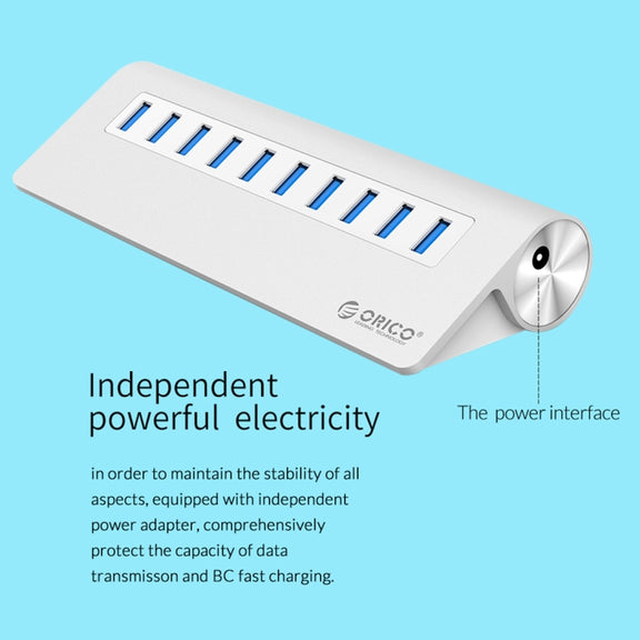 ORICO M3H10-U3-V2 Aluminum Alloy 10 USB 3.0 Ports HUB