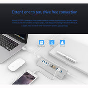 ORICO M3H10-U3-V2 Aluminum Alloy 10 USB 3.0 Ports HUB