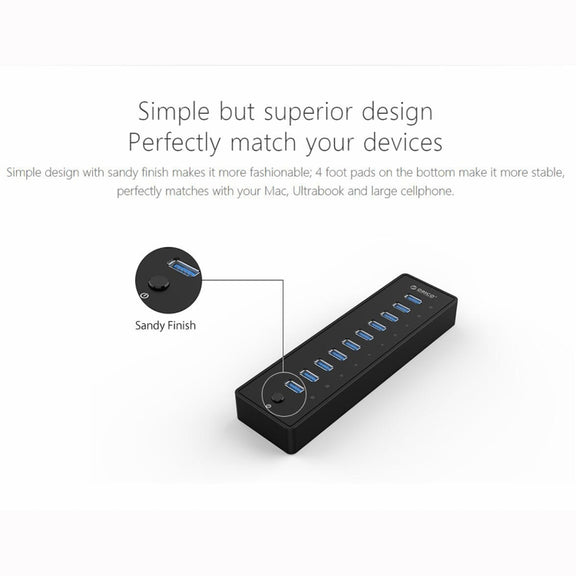 ORICO P10-U3-V1 10 USB 3.0 Ports HUB, Specification: EU Plug