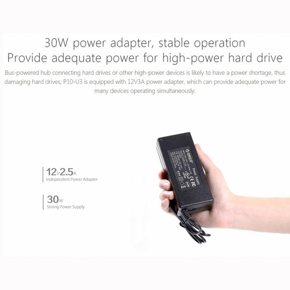 ORICO P10-U3-V1 10 USB 3.0 Ports HUB, Specification: EU Plug