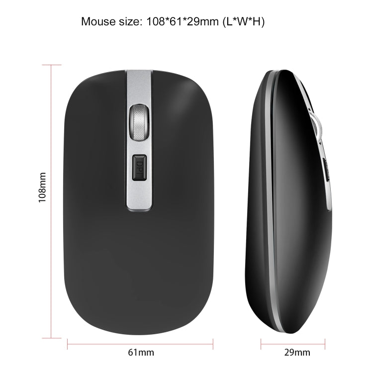 HXSJ M30 Rechargeable Wireless Mouse Metal Wheel Mute 2.4G Office Mouse 500 mAh Built-in Battery(Grey) - Wireless Mice by HXSJ | Online Shopping South Africa | PMC TechLife | Buy Now Pay Later Mobicred