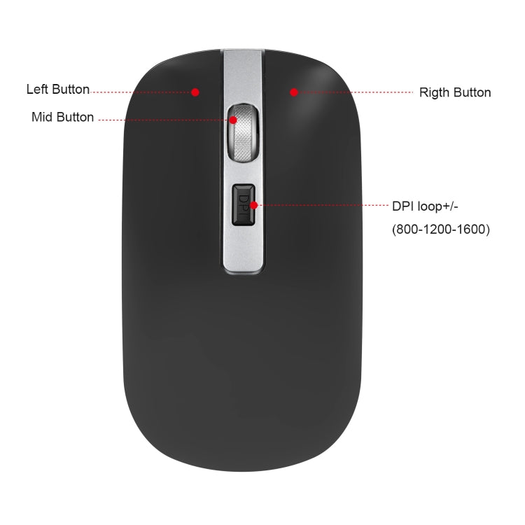 HXSJ M30 Rechargeable Wireless Mouse Metal Wheel Mute 2.4G Office Mouse 500 mAh Built-in Battery(Grey) - Wireless Mice by HXSJ | Online Shopping South Africa | PMC TechLife | Buy Now Pay Later Mobicred
