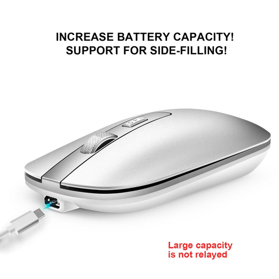 HXSJ M30 Rechargeable Wireless Mouse Metal Wheel Mute 2.4G Office Mouse 500 mAh Built-in Battery(Grey)