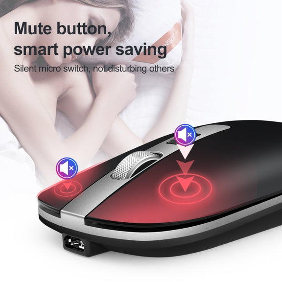 HXSJ M30 Rechargeable Wireless Mouse Metal Wheel Mute 2.4G Office Mouse 500 mAh Built-in Battery(Grey)