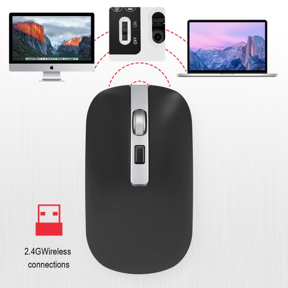 HXSJ M30 Rechargeable Wireless Mouse Metal Wheel Mute 2.4G Office Mouse 500 mAh Built-in Battery(Grey)