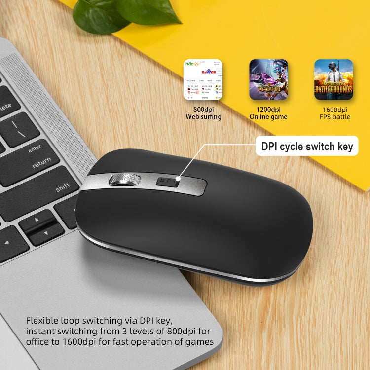 HXSJ M30 Rechargeable Wireless Mouse Metal Wheel Mute 2.4G Office Mouse 500 mAh Built-in Battery(Grey) - Wireless Mice by HXSJ | Online Shopping South Africa | PMC TechLife | Buy Now Pay Later Mobicred