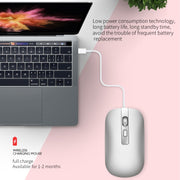 HXSJ M30 Rechargeable Wireless Mouse Metal Wheel Mute 2.4G Office Mouse 500 mAh Built-in Battery(Grey)