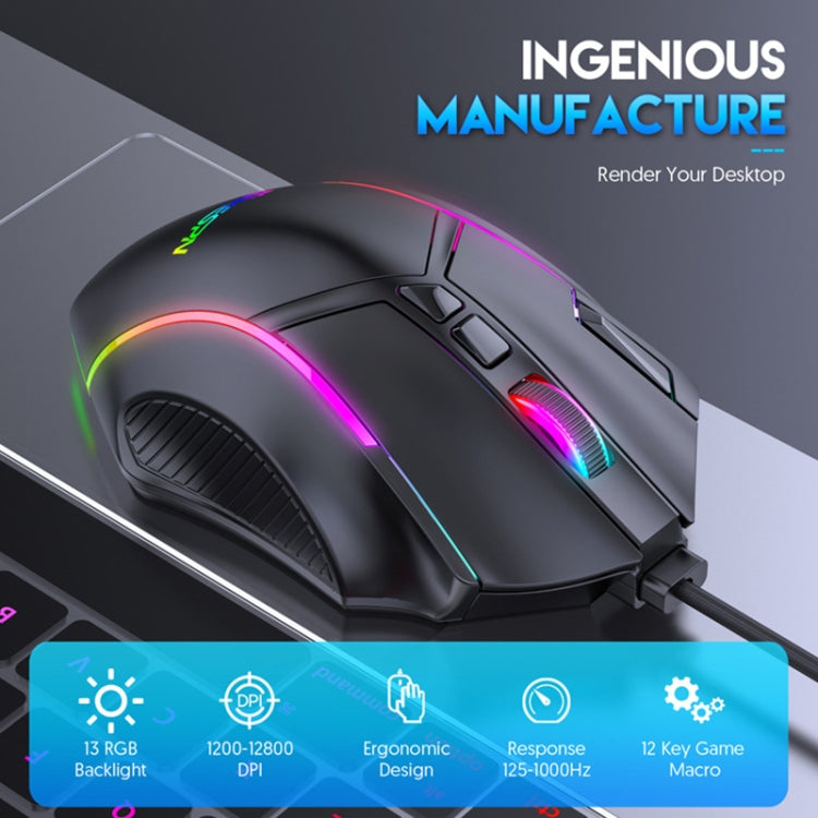 MKESPN X15 Full Speed 12800DPI 12 Buttons Macro Definition RGB Wired Mouse - Wired Mice by MKESPN | Online Shopping South Africa | PMC TechLife | Buy Now Pay Later Mobicred