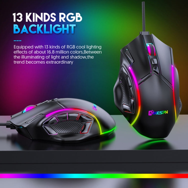 MKESPN X15 Full Speed 12800DPI 12 Buttons Macro Definition RGB Wired Mouse - Wired Mice by MKESPN | Online Shopping South Africa | PMC TechLife | Buy Now Pay Later Mobicred