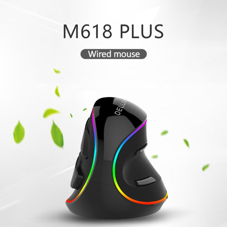 DELUX M618 Plus RGB Wired Optical Mouse Ergonomic Vertical Mouse 4000DPI - free shipping - PMC Jewellery - Order now!