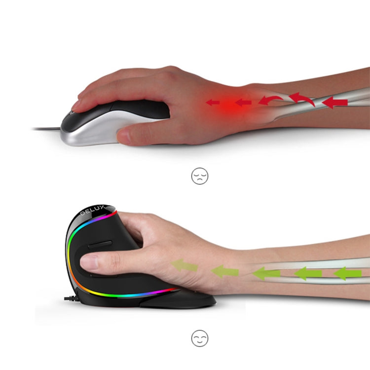 DELUX M618 Plus RGB Wired Optical Mouse Ergonomic Vertical Mouse 4000DPI - free shipping - PMC TechLife - Order now!