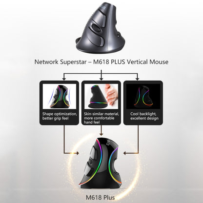 DELUX M618 Plus RGB Wired Optical Mouse Ergonomic Vertical Mouse 4000DPI - free shipping - PMC Jewellery - Order now!