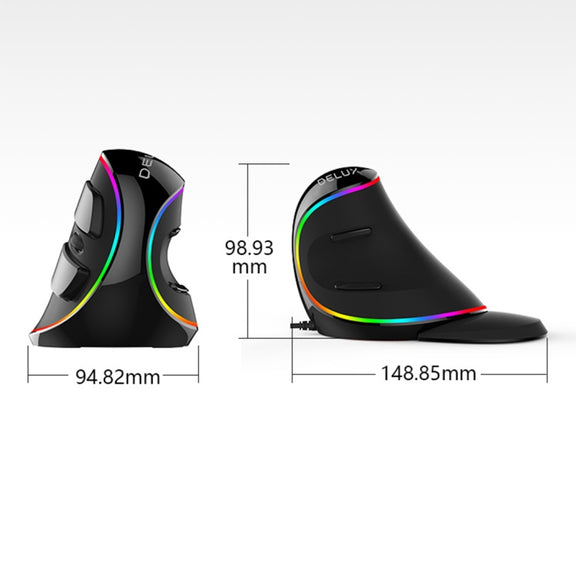 DELUX M618 Plus RGB Wired Optical Mouse Ergonomic Vertical Mouse 4000DPI