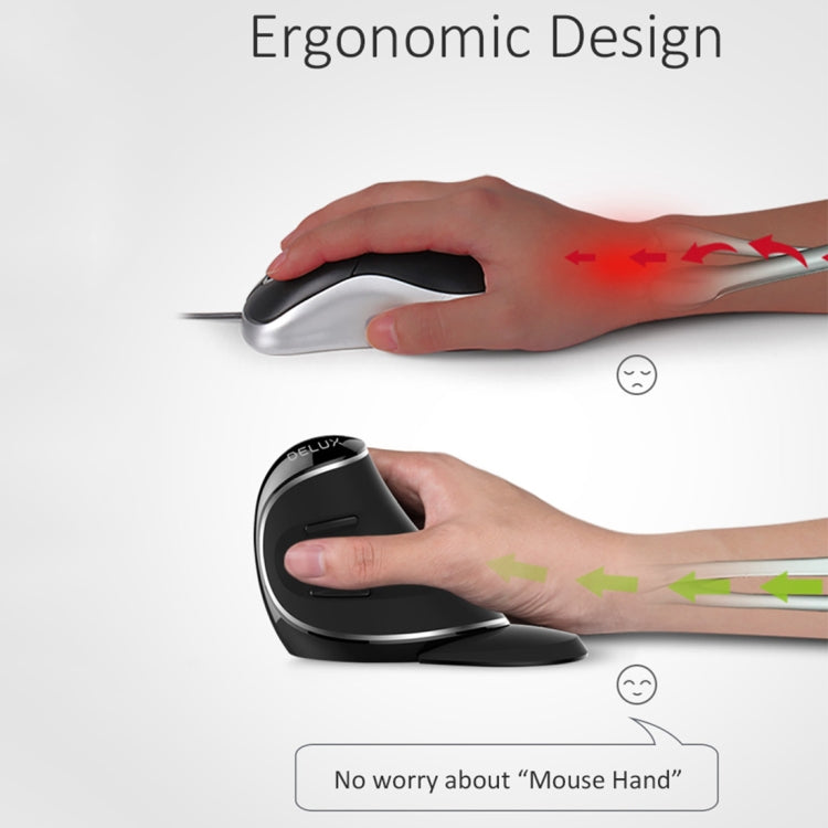 DELUX M618 Plus 2.4G 1600DPI Wireless Portable Vertical Ergonomic Mouse - free shipping - PMC Jewellery - Order now!
