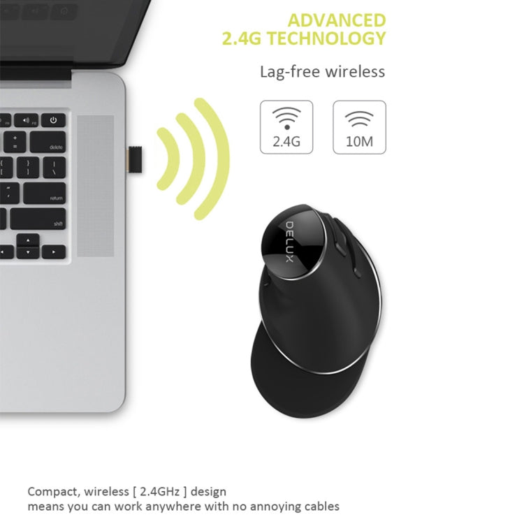 DELUX M618 Plus 2.4G 1600DPI Wireless Portable Vertical Ergonomic Mouse - free shipping - PMC Jewellery - Order now!