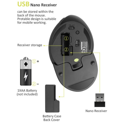 DELUX M618 Plus 2.4G 1600DPI Wireless Portable Vertical Ergonomic Mouse - free shipping - PMC Jewellery - Order now!