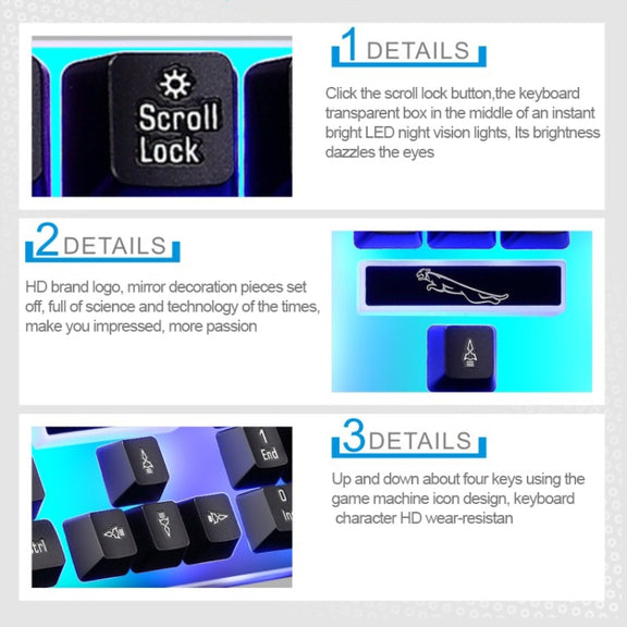 ZGB G21 104 Keys USB Wired Mechanical Feel Colorful Backlight Office Computer Keyboard Gaming Keyboard(White)