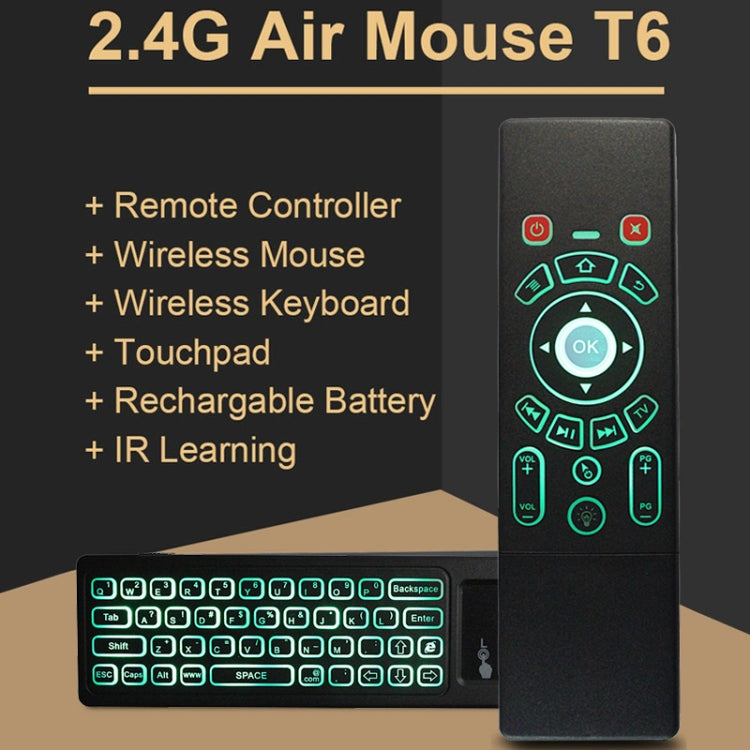 T6 Colorful Light Version Air Mouse 2.4GHz Wireless Keyboard Remote Controller with Touchpad & IR Learning for PC, Android TV Box / Smart TV, Multi-media Devices - free shipping - PMC Jewellery - Order now!