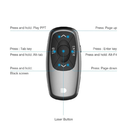 Doosl DSIT011 2.4GHz Mini Rechargeable PowerPoint Presentation Remote Control, Control Distance: 100m(Black) -  by DOOSL | Online Shopping South Africa | PMC Jewellery | Buy Now Pay Later Mobicred
