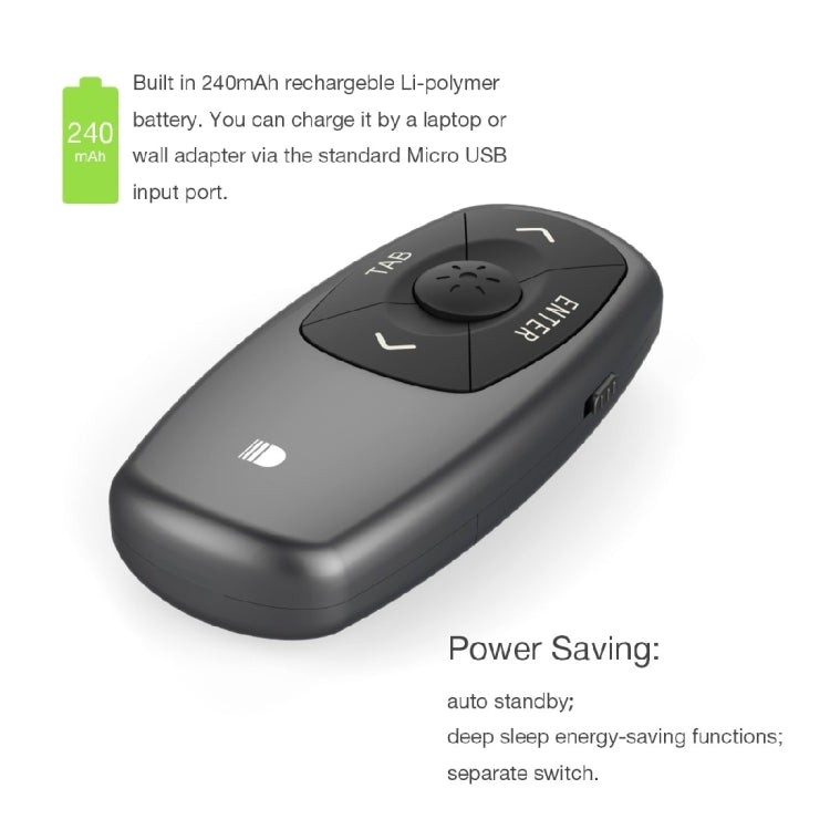 Doosl DSIT011 2.4GHz Mini Rechargeable PowerPoint Presentation Remote Control, Control Distance: 100m(Black) -  by DOOSL | Online Shopping South Africa | PMC Jewellery | Buy Now Pay Later Mobicred