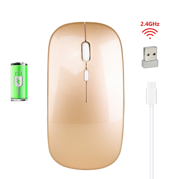 HXSJ M80 2.4GHz Wireless 1600DPI Three-speed Adjustable Optical Mute Mouse (Gold) - free shipping - PMC TechLife - Order now!