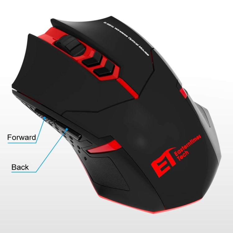 ET X-08 7-keys 2400DPI 2.4G Wireless Mute Gaming Mouse with USB Receiver & Colorful Backlight (Red) - Wireless Mice by PMC TechLife | Online Shopping South Africa | PMC TechLife