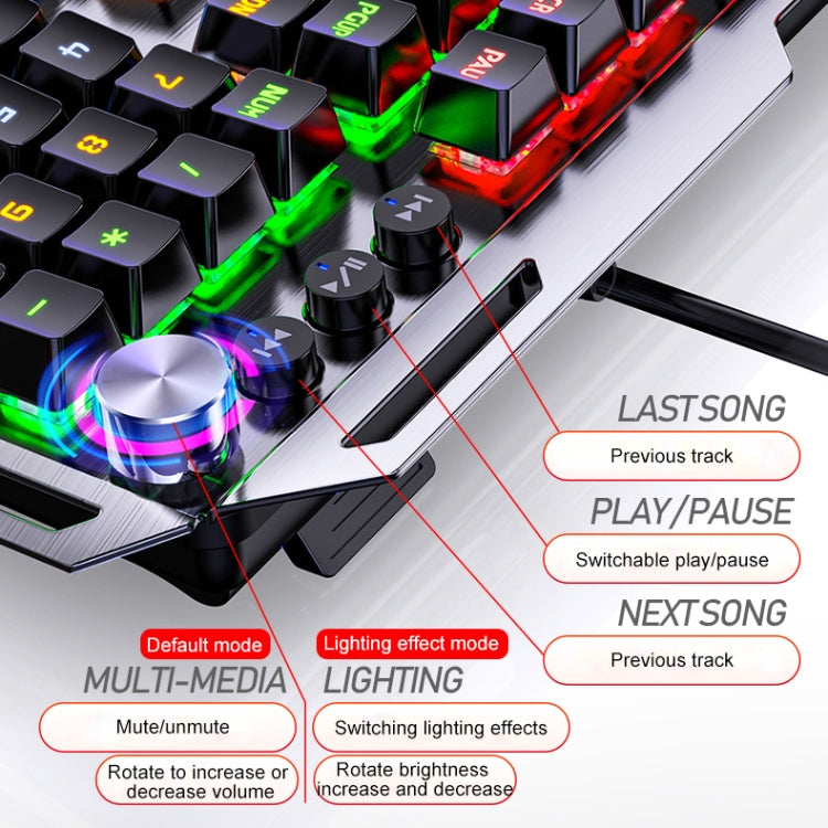 YINDIAO K100 USB Metal Mechanical Gaming Wired Keyboard, Mixed Light Blue Shaft(Black) - free shipping - PMC TechLife - Order now!