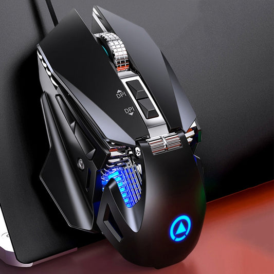 YINDIAO G10 7200DPI 7-modes Adjustable 7-keys RGB Light Wired Metal Mechanical Hard Core Macro Mouse, Style: Audio Version(Black) - free shipping - PMC Jewellery - Order now!