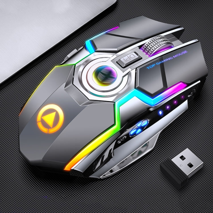 YINDIAO A5 2.4GHz 1600DPI 3-modes Adjustable Rechargeable RGB Light Wireless Silent Gaming Mouse (Grey) - free shipping - PMC Jewellery - Order now!