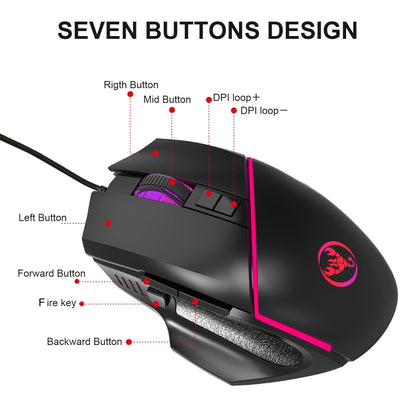HXSJ  V100 + A876 Mobile Game One Hand Wired Keyboard + Mouse Set - free shipping - PMC Jewellery - Order now!