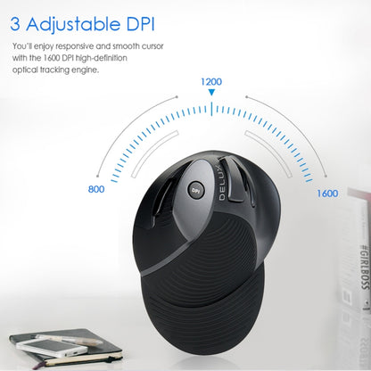 DELUX M618GX Wireless Ergonomic Vertical Mouse 1600DPI Optical Mouse - Wireless Mice by DELUX | Online Shopping South Africa | PMC Jewellery | Buy Now Pay Later Mobicred