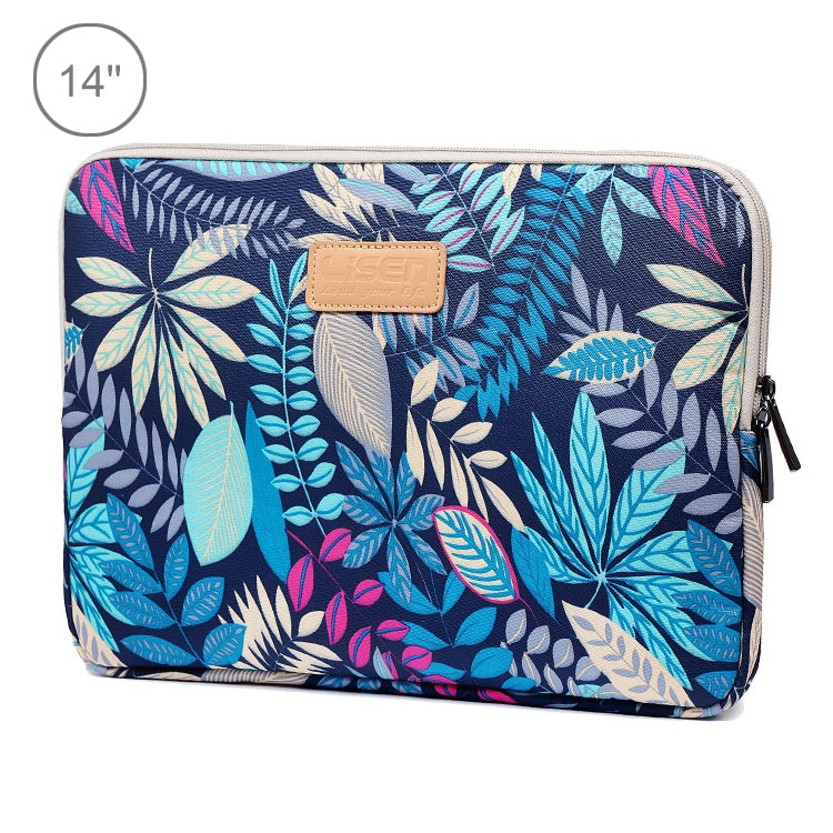 Lisen 14 inch Sleeve Case Colorful Leaves Zipper Briefcase Carrying Bag for Macbook, Samsung, Lenovo, Sony, DELL Alienware, CHUWI, ASUS, HP, 14 inch and Below Laptops(Blue) - free shipping - PMC TechLife - Order now!