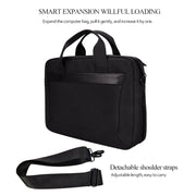 DJ06 Oxford Cloth Water-resistant Wear-resistant Portable Expandable Laptop Bag for 13.3 inch Laptops, with Detachable Shoulder Strap(Black)