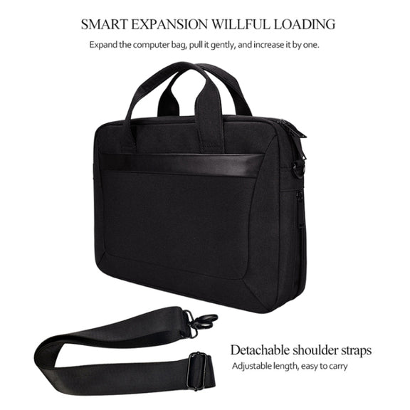 DJ06 Oxford Cloth Water-resistant Wear-resistant Portable Expandable Laptop Bag for 13.3 inch Laptops, with Detachable Shoulder Strap(Black)