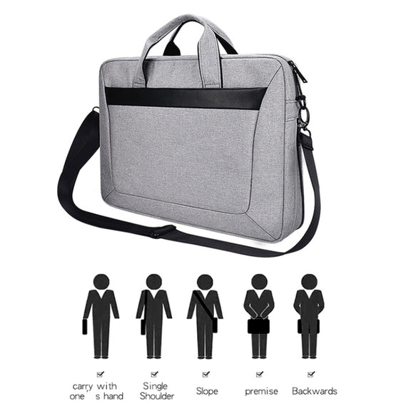 DJ06 Oxford Cloth Water-resistant Wear-resistant Portable Expandable Laptop Bag for 13.3 inch Laptops, with Detachable Shoulder Strap(Black)