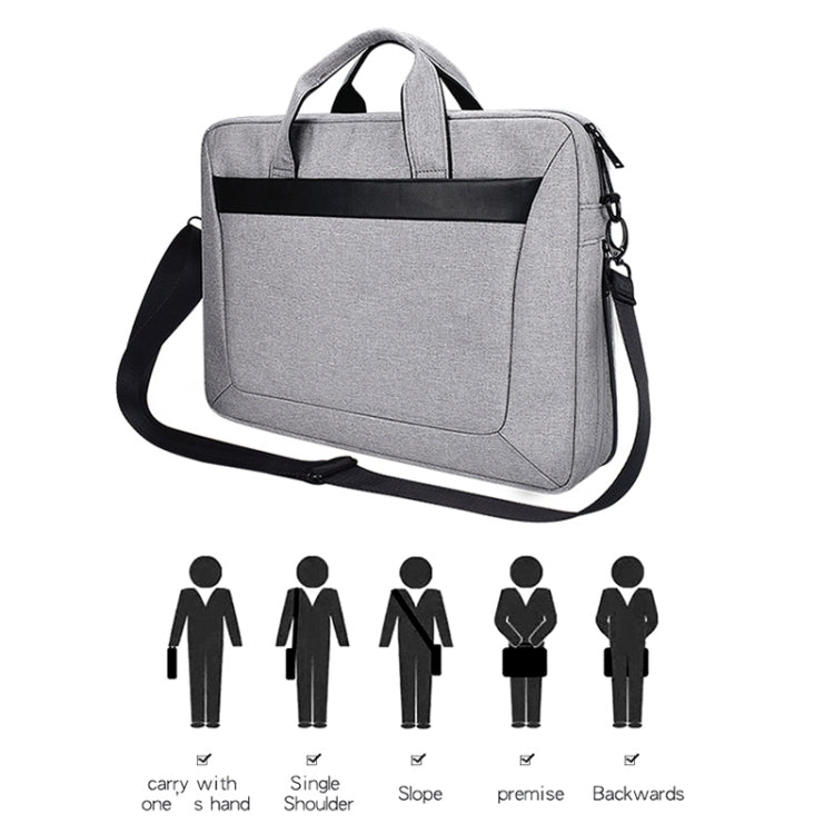 DJ06 Oxford Cloth Water-resistant Wear-resistant Portable Expandable Laptop Bag for 13.3 inch Laptops, with Detachable Shoulder Strap(Grey)