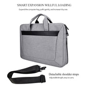 DJ06 Oxford Cloth Water-resistant Wear-resistant Portable Expandable Laptop Bag for 14.1 inch Laptops, with Detachable Shoulder Strap(Grey)