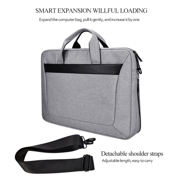 DJ06 Oxford Cloth Water-resistant Wear-resistant Portable Expandable Laptop Bag for 14.1 inch Laptops, with Detachable Shoulder Strap(Grey)