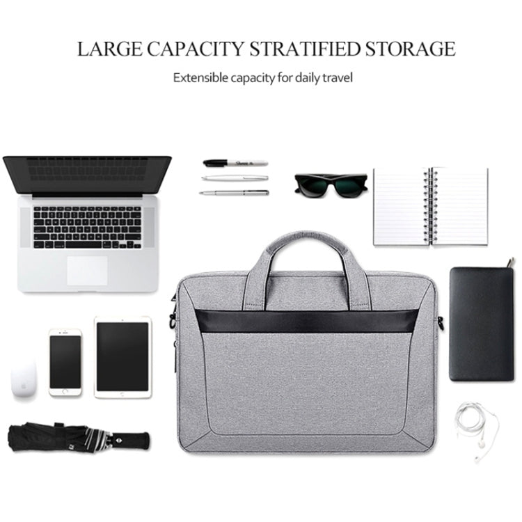 DJ06 Oxford Cloth Waterproof Wear-resistant Portable Expandable Laptop Bag for 14.1 inch Laptops, with Detachable Shoulder Strap(Grey) - 14.1 inch by PMC TechLife | Online Shopping South Africa | PMC TechLife | Buy Now Pay Later Mobicred