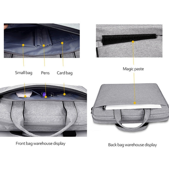 DJ06 Oxford Cloth Water-resistant Wear-resistant Portable Expandable Laptop Bag for 15.4 inch Laptops, with Detachable Shoulder Strap(Grey)