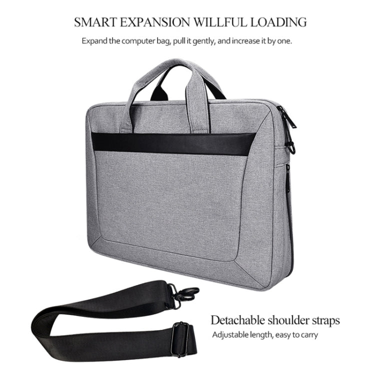 DJ06 Oxford Cloth Water-resistant Wear-resistant Portable Expandable Laptop Bag for 15.4 inch Laptops, with Detachable Shoulder Strap(Grey)