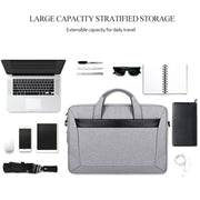 DJ06 Oxford Cloth Water-resistant Wear-resistant Portable Expandable Laptop Bag for 15.4 inch Laptops, with Detachable Shoulder Strap(Grey)
