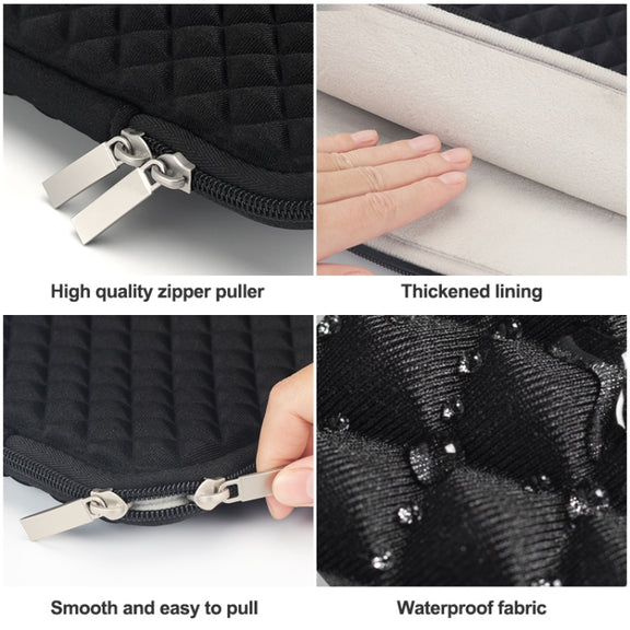 Diamond Texture Laptop Liner Bag, Size: 15.6 inch (Black)