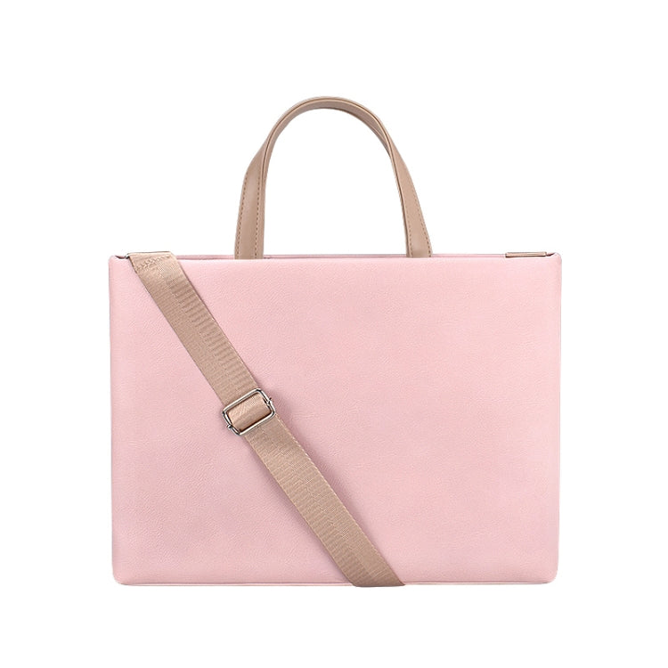 PU Water-resistant Laptop Handbag Crossbody Bag for 13.3 inch Laptops(Pink)