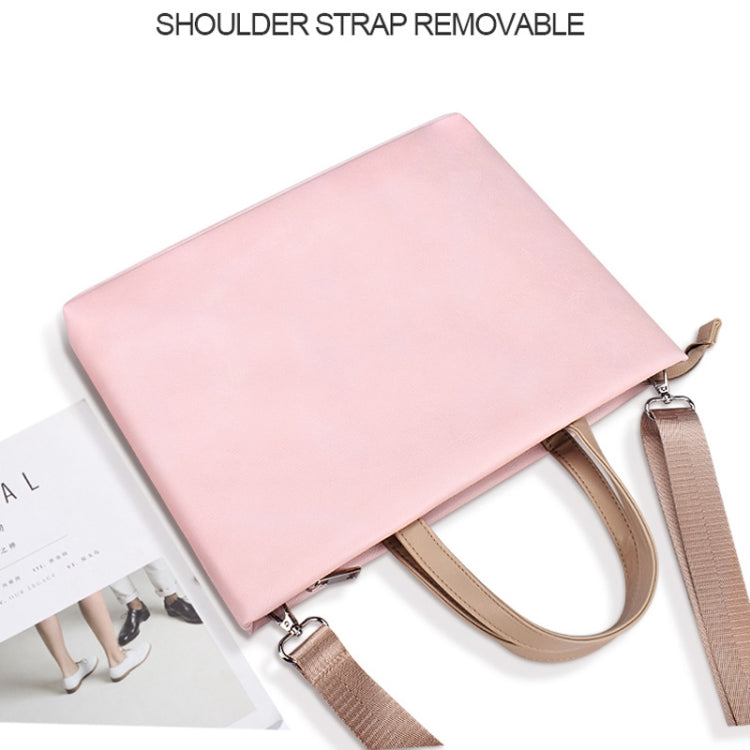 PU Water-resistant Laptop Handbag Crossbody Bag for 13.3 inch Laptops(Pink)
