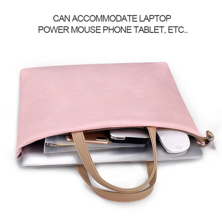 PU Water-resistant Laptop Handbag Crossbody Bag for 13.3 inch Laptops(Pink)