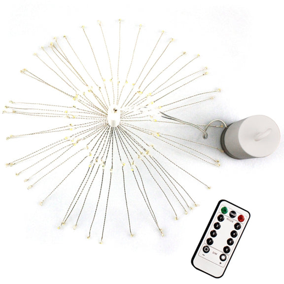 30cm Explosion Ball Fireworks Dimmable Copper Wire LED String Light, 150 LEDs Batteries Box LED Decorative Light with Remote Control(White Light)