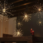 30cm Explosion Ball Fireworks Dimmable Copper Wire LED String Light, 150 LEDs Batteries Box LED Decorative Light with Remote Control(White Light)